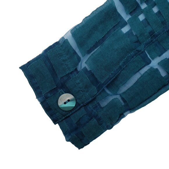 Coldwater Creek Elegant Sheer Jacket and Matching Tank Set Small, Teal - Picture 6 of 13